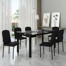 Mesa Tokio 160cm x 80cm Tampo de Vidro com 6 Cadeiras Classic Preto Mesa Tokio 160cm x 80cm Tampo de Vidro com 6 Cadeiras Classic Preto