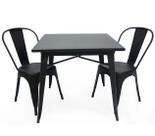 Mesa Tolix 80cm + 2 Cadeiras Conjunto Industrial e Moderno Preto