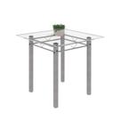 Mesa Tubular 75x75cm Tampo de Vidro 4 Lugares Júlia Soma Móveis