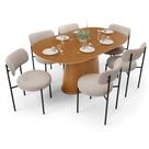 Mesa Valência Com 06 Cadeiras Para Sala De Jantar Louise L02 Bouclê Creme - Lyam Decor Mesa Valência Com 06 Cadeiras Para Sala De Jantar Louise L02 Bouclê Creme - Lyam Decor