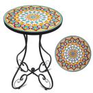 Mesa VCUTEKA Mesa redonda de mosaico de 14 polegadas para pátio à prova de ferrugem