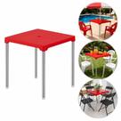 Mesa vermelha de alumínio 70cm desmontável multiuso para varanda guarda-sol piscina lanchonete pés antiderrapantes
