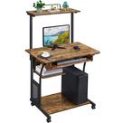Mesa Yaheetech 80x51x132cm rolante de 3 camadas com bandeja de teclado