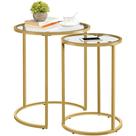 Mesa Yaheetech Nesting Side Tables Metal Glass Set 2