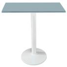 Mesa Zeta Ferro Branco 75 cm (Alt) Disco Redondo Tampo MDP Quadrado 60 cm (Larg) x 2,5 cm (Alt) Cinza