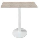 Mesa Zeta Ferro Branco 75 cm Alt Disco Redondo Tampo MDP Quadrado 70 cm Larg x 2,5 cm Alt Castanheira