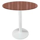 Mesa Zeta Ferro Branco 75 cm (Alt) Disco Redondo Tampo MDP Redondo 60 cm (Larg) x 2,5 cm (Alt) Walnut