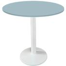 Mesa Zeta Ferro Branco 75 cm (Alt) Disco Redondo Tampo MDP Redondo 60 cm (Larg) x 2,50 cm (Alt) Cinza