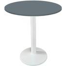Mesa Zeta Ferro Branco 75 cm (Alt) Disco Redondo Tampo MDP Redondo 60 cm (Larg) x 2,50 cm Alt Grafito