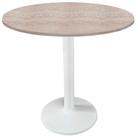Mesa Zeta Ferro Branco 75 cm (Alt) Disco Redondo Tampo MDP Redondo 80 cm Larg x 2,5 cm Alt Castanheira