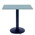 Mesa Zeta Ferro Preto 75 cm (Alt) Disco Redondo Tampo MDP Quadrado 60 cm (Larg) x 2,50 cm (Alt) Cinza