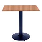 Mesa Zeta Ferro Preto 75 cm (Alt) Disco Redondo Tampo MDP Quadrado 80 cm (Larg) x 2,50 cm (Alt) Noce Nat