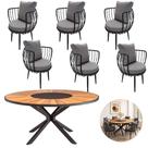 Mesa Zurick 1,50m 6 Poltronas Acará de Alumínio Para Sala Cozinha