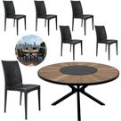 Mesa Zurick 1,50m Tampo Madeira Centro Giratório 6 Cadeiras Rattan Cozinha Mesa Zurick 1,50m Tampo Madeira Centro Giratório 6 Cadeiras Rattan Cozinha