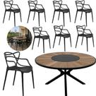 Mesa Zurick 1,60m Tampo de Madeira Centro Giratório 8 Cadeiras Cozinha Varanda Alegra