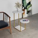 Mesal Lateral Cibele Tampo Redondo Ferro Dourado Tampo Branco Mesal Lateral Cibele Tampo Redondo Ferro Dourado Tampo Branco
