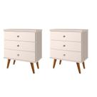Mesas de Cabeceira 3 Gavetas Status Bege Off White