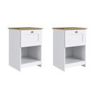 Mesas de Cabeceira Kit com 2 peças Americano Branco/Ipê