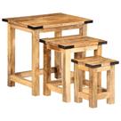 Mesas laterais de nidificação vidaXL Rough Solid Mango Wood 3 unidades Mesas laterais de nidificação vidaXL Rough Solid Mango Wood 3 unidades