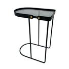 Mesinha Apoio Metal Preto Design Moderno Vidro Fumê