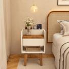 Mesinha Cabeceira Branca Criado Retrô Pés Madeira Mdf Quarto