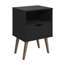 Mesinha Cabeceira Grécia Mesa Lateral Apoio Cama Box Decoração Quarto 1 Gaveta Organizadora Puxador Usinado Pés Palito Antiumidade BP ONLINE