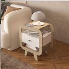 Mesinha de Cabeceira Canto com Gaveta e USB para Carregar Celular Mesa de Apoio Lateral Moderna Retrô Smart Furniture