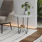 Mesinha de Canto Apoio Lateral Sofá Italy Base de Ferro Tampo Redondo de Madeira