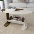 Mesinha de Centro Oval Artely Ísis Cor Amêndoa Com Off White
