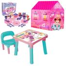 Mesinha Didática Infantil Unicórnio + Casinha e Jantarzinho