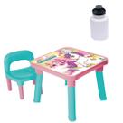 Mesinha Infantil C/Cadeira Didática Unicórnio + Garrafinha