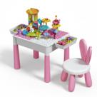 Mesinha Infantil Funcional com Banquinho e Blocos de Montar