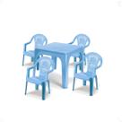 Mesinha Kids Infantil Azul 46x38Cm + 4 Cadeira Poltroninha Azul