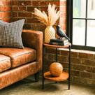 Mesinha Lateral Canto Cabeceira Ferro E Madeira Industrial