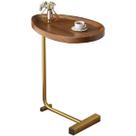 Mesinha Lateral de Apoio Moderna em Madeira e Metal Dourado