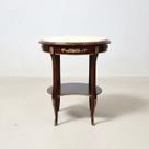 Mesinha Lateral Oval Clássica Pernas Cabriolé Mármore Bronze