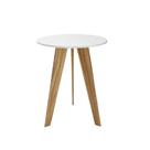 Mesinha Lateral Retrô Peroba Branco com Amêndoa em 100% MDF