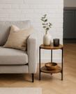 Mesinha Lateral Sofa Sala Organica Ferro Com Madeira Escura 50cm Por 29cm