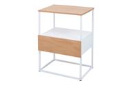 Mesinha Lucy 1 Gaveta Cabeceira Apoio Lateral Cama Sofa Branco/Damasco