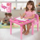 Mesinha Mesa Infantil Cadeira Menina Unicornio Rosa Oferta