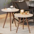 Mesinhas Retrô Lateral e Apoio Sofá Sala Off White Mesinhas Retrô Lateral e Apoio Sofá Sala Off White