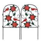 Metal Garden Stakes hogardeck Poinsettia Red Birds, 2 unidades