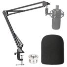 Mic Boom Arm com pára-brisas e filtro Pop para Audio-Technica AT2020