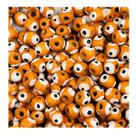 Miçanga Olho Grego 8mm 100pçs Laranja e Branco Madeira Artesanato 18g Miçanga Olho Grego 8mm 100pçs Laranja e Branco Madeira Artesanato 18g