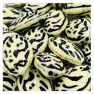 Miçanga Oval Preto e Creme 30x20mm 30pçs Passante Bijuterias Arte 120g