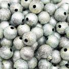 Miçanga Passante Bola Lisa Plástico Cinza Com Verde 12mm 100pçs 120g
