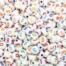 Miçanga Passante Redondo Numérico Colorido Plástico Branco 7mm 100pçs 15g