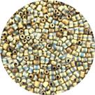 Miçanga Tubinhos Açaí 5 a 9mm Bege com Azul 80pçs Contas 28g