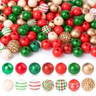 Miçangas de Madeira para Artesanato DIY - Kit com 240 Unidades (Natal)