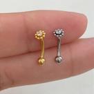 Microbell curvo titânio flor happy com zircônia cristal Microbell curvo titânio flor happy com zircônia cristal
